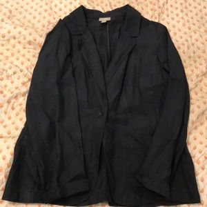 J. Jill. Navy silk and linen blazer